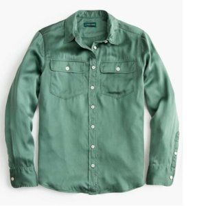 NWT J. Crew Silk Blythe 100% Silk Shirt in Gatlin Green